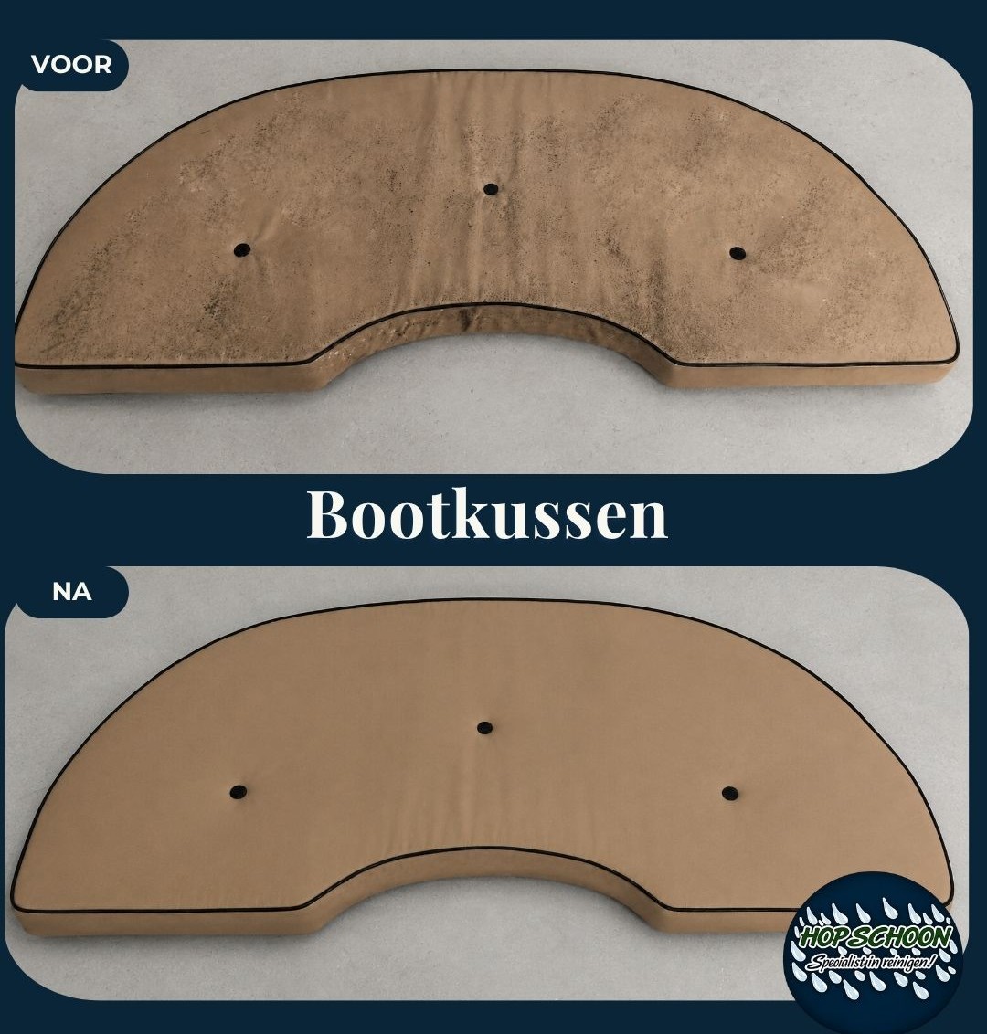 Bootkussens reinigen en weervlekken verwijderen | Voor en na | Hop Schoon